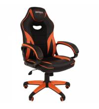Кресло компьютерное  "Accent GM-161", TW/экокожа, черное/оранжевое, 532577, 7083505